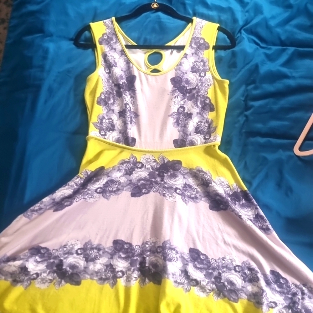 Chelsea & violet lime green floral dress